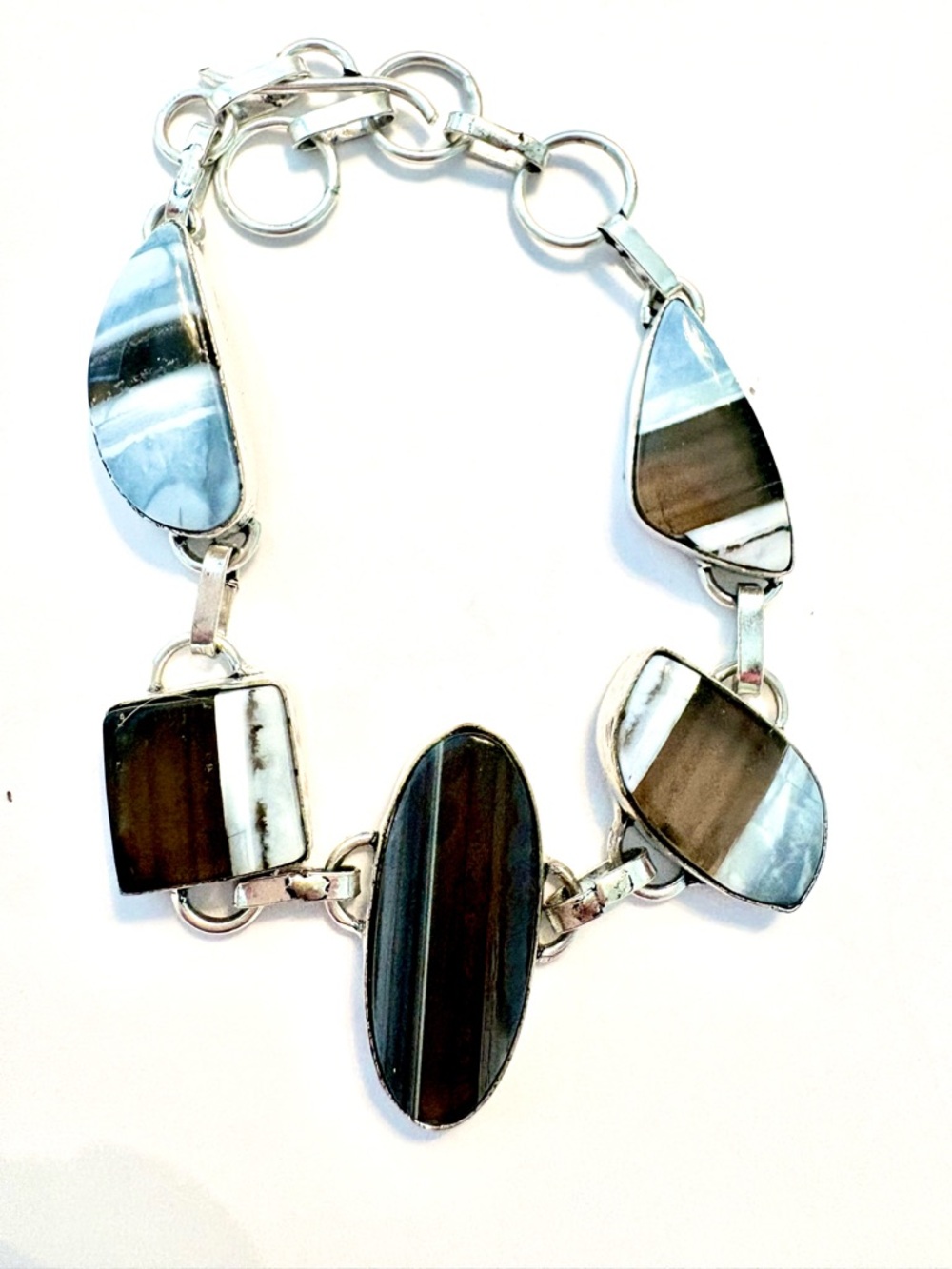 Owhyee Blue Opal, 925 marked, toggle bracelet, fits size 8–81/2–91/2